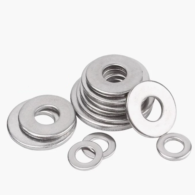 DIN125 Flat Washers M1.6 M2 M2.5 M3 M3.5 M4 M5 M6 M8M10M12 Plain Machine Washers Ring Gasket 304 Stainless Steel for General Use