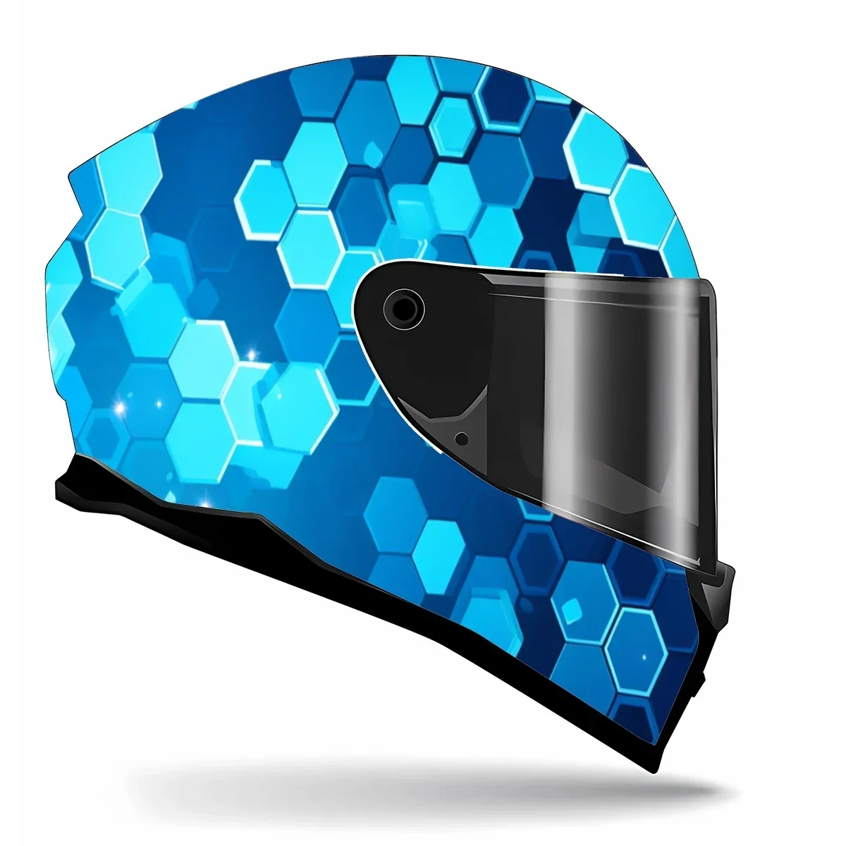 3D Gold Hexagon Shapes Full Helmet Wrap Sticker Motorcycle Helmet Racing Graphic Decal Vinyl Wrap Helmet Decor Sticker