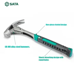 SATA CR-MO High Hardness High Quality Shock Absorbing Multifunctional Hammer for Electrician Carpenter