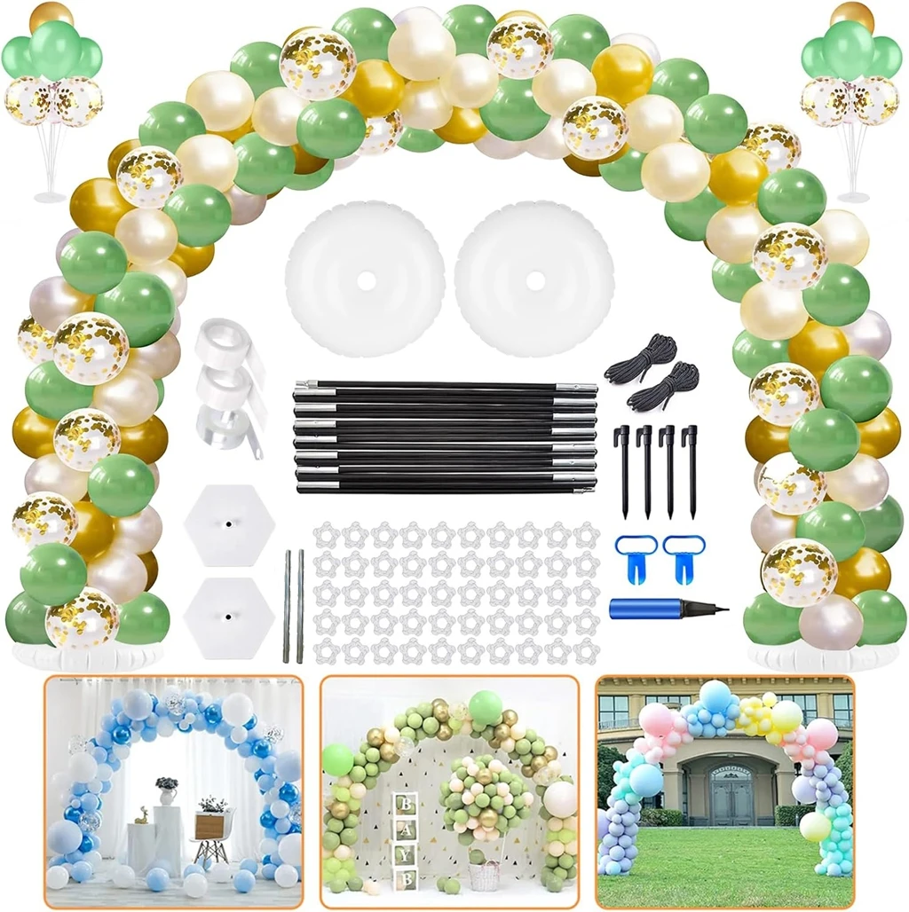 300 x 250 cm Ballonbogen-Ständer-Set, Verstellbarer Bogenrahmen, Hochzeits-Ballonbogen-Rahmen mit Basis für Zeremonien, Geburtstagsfeiern, DIY-Dekoration