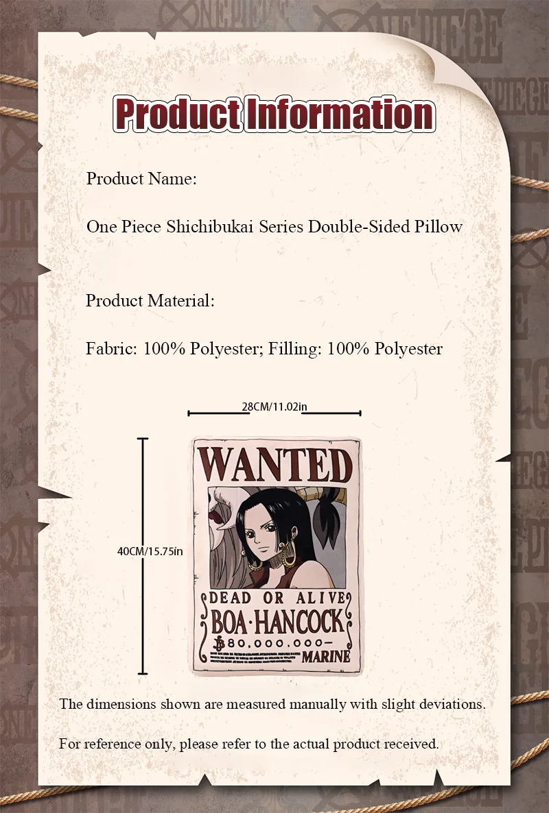 1 Stück Offizielles One Piece Wanted Poster Kissen, Doppelseitiges Anime-Dekokissen für Zuhause, Sofa, Büro, Schlafzimmer, Sammlerstück, Geschenk. – Detail 10