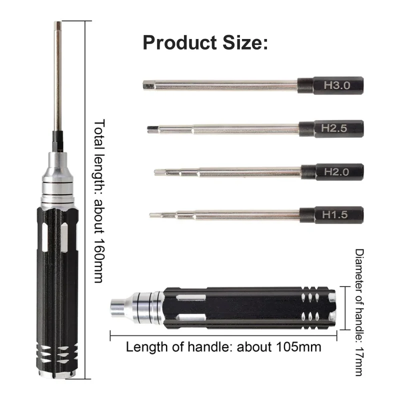 Jeu de tournevis hexagonaux pour RC FPV Racing, kit d'outils hexagonaux, importateur, hélicoptère, voitures, bateau, outils de réparation, 1.5mm, 2.0mm, 2.5mm, 3.0mm