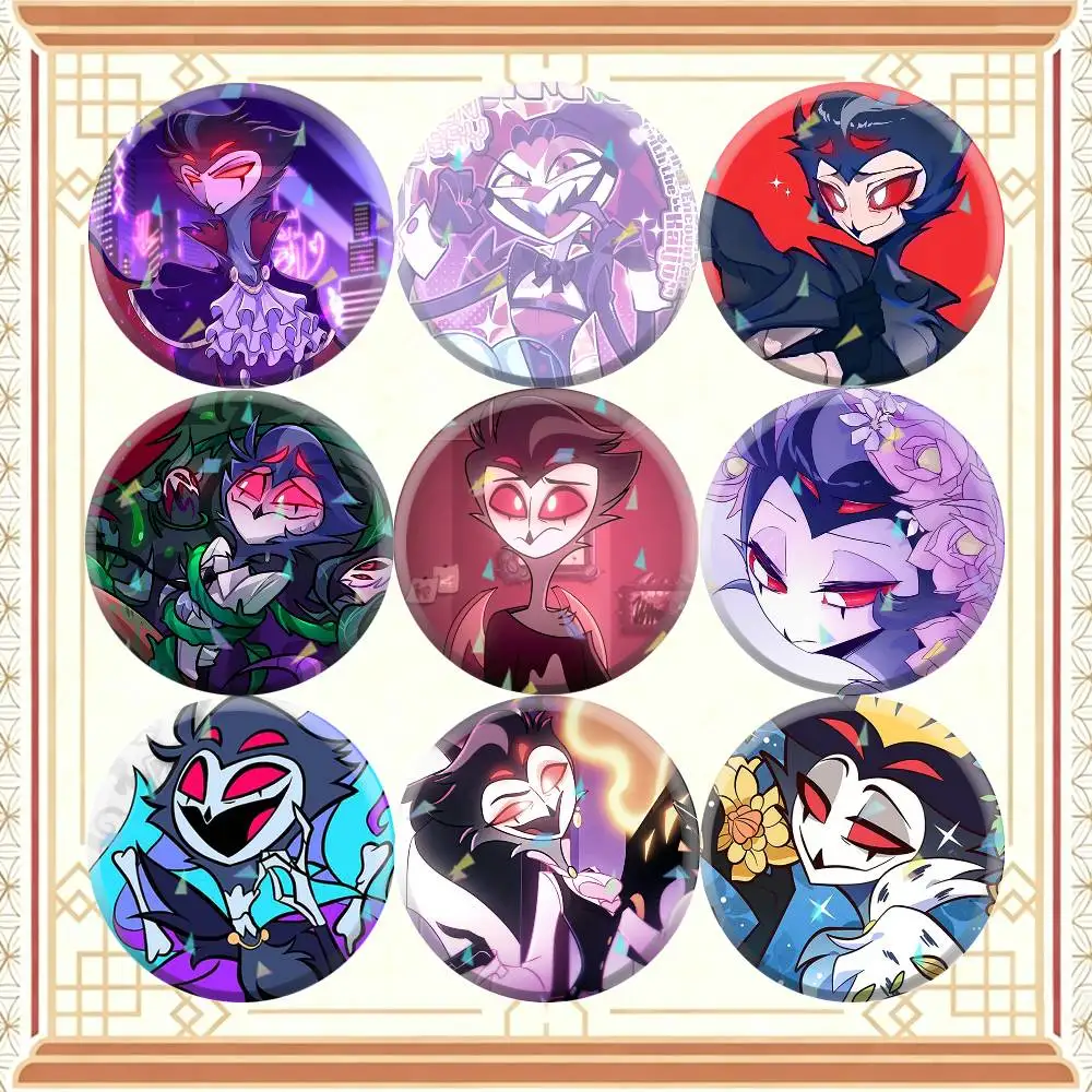 Cartoon Anime H-Helluva Boss Stolas  32/44/58mm Handmade Pins Round Brooch Badge Backpacks Clothes Jewelry Gifts
