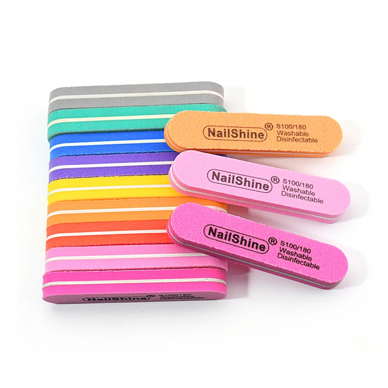 10/20pcs Mini Sponge Nail File 100/180 Grit Colorful Professional Manicure Sanding Buffer Block Gel Double Side Polishing Tools