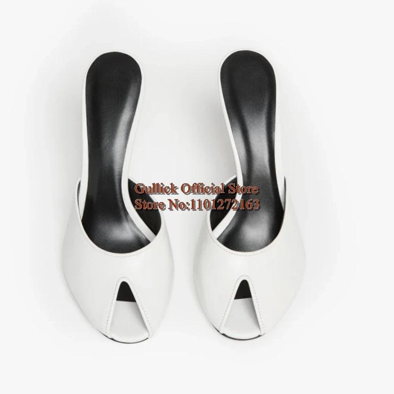 Sexy V Exposed Toes Slippers Red White Black Matte Leather Stiletto Heels Women Modern Shoes Slip On Summer Sandals Shoes