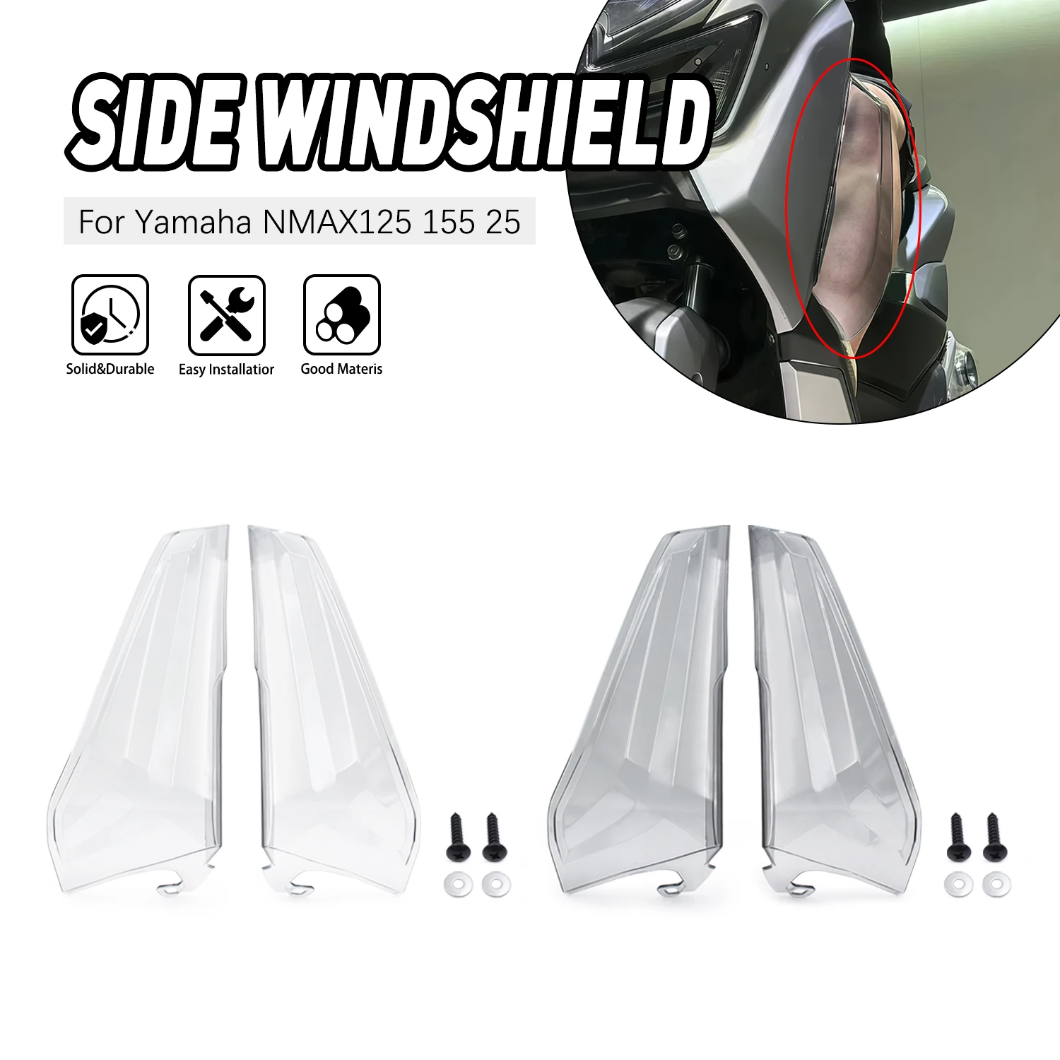 

Motorcycle Wind Deflector Leg Protector Side Fairing Windshield Fits For Yamaha Nmax125 155 V3 2025