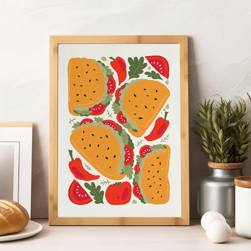 Multiple sizes 1pc frameless Canvas Painting Hot Dog Hamburger Pizza Cake Food Abstract Poster Print Canvas Painting Wall Art Pi