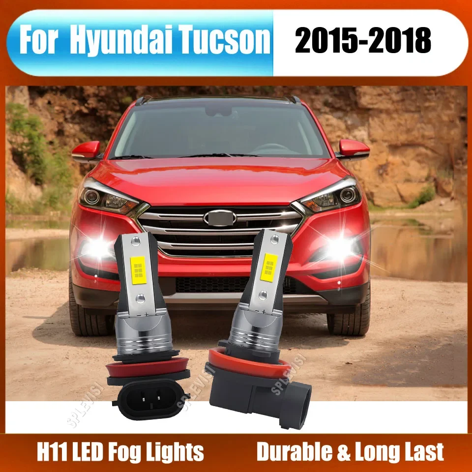 2Pcs H11/H8/H9 Fog Light Bulbs 6000K White 3 Years Warranty Included For Hyundai Tucson 2015 2016 2017 2018