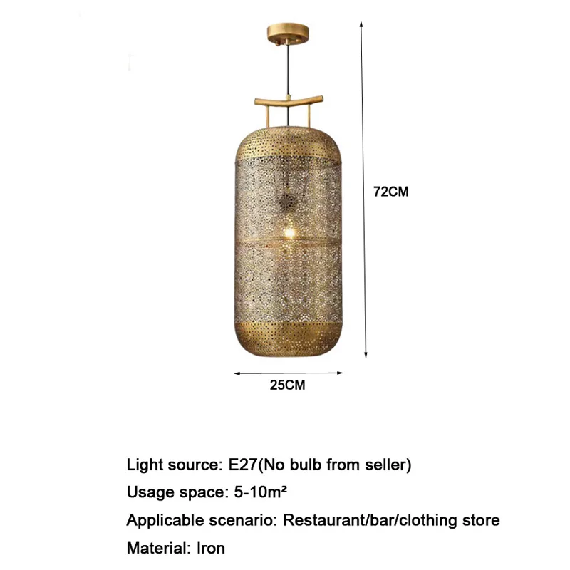 Arabia Saudyjska Design luksusowy złoty połysk wisiorek światła LED E27 pusta rzeźba azja południowo-wschodnia lampa wisząca restauracja sklep kawiarnia