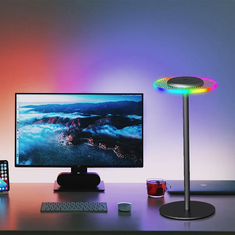 Paquete de 2 luces de mesa LED DIY blanco y negro blanco cálido multicolor