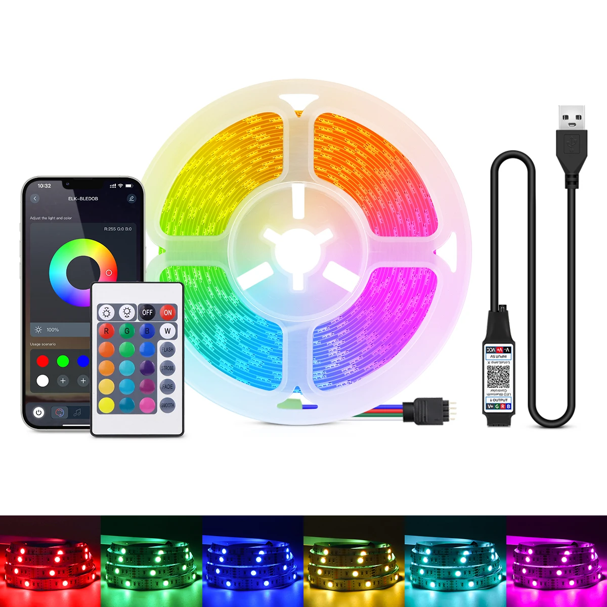 RGB Led Strip Lights 1-5m Led Lights for Room Music Sync Flexible Diode Ribbon Bluetooth Indoor Bedroom Decor TV Backlights