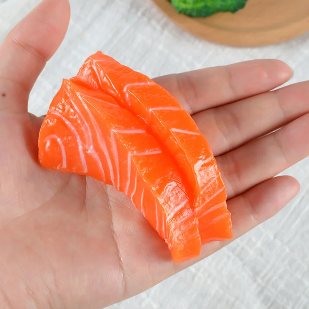 4 Pcs Salmon Model Artificial Models Showcase Props Simulated Slices Pvc Desktop Ornaments Fake Food Shaped