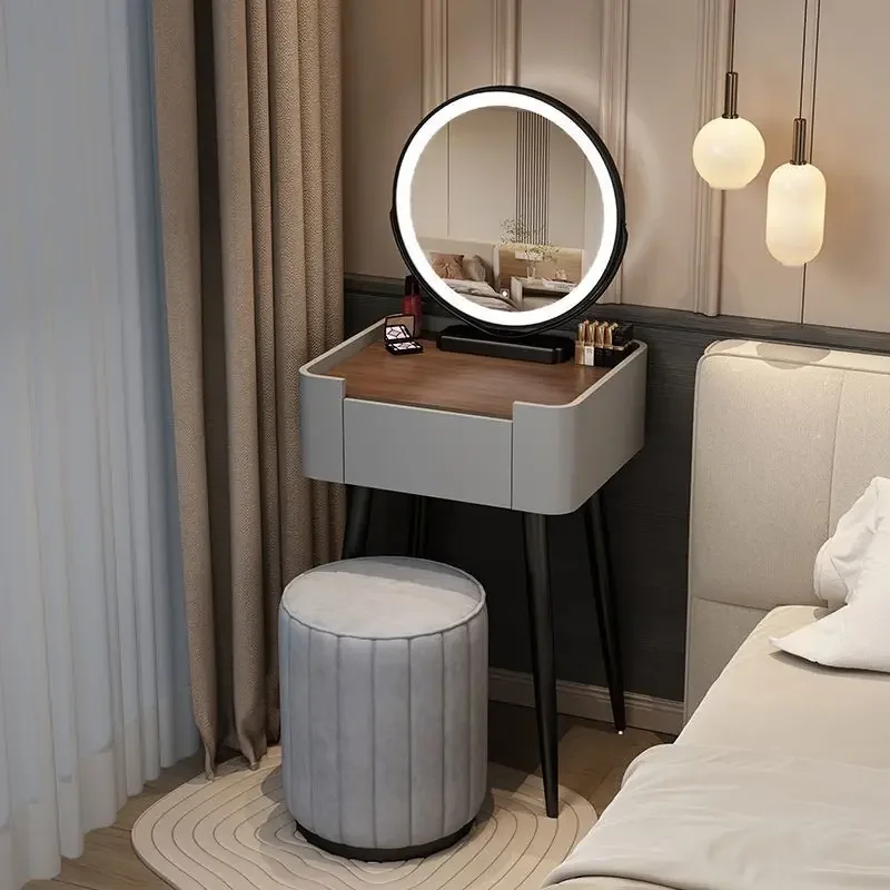 Bedside dresser bedroom modern simple small apartment solid wood makeup table light luxury cream wind cabinet