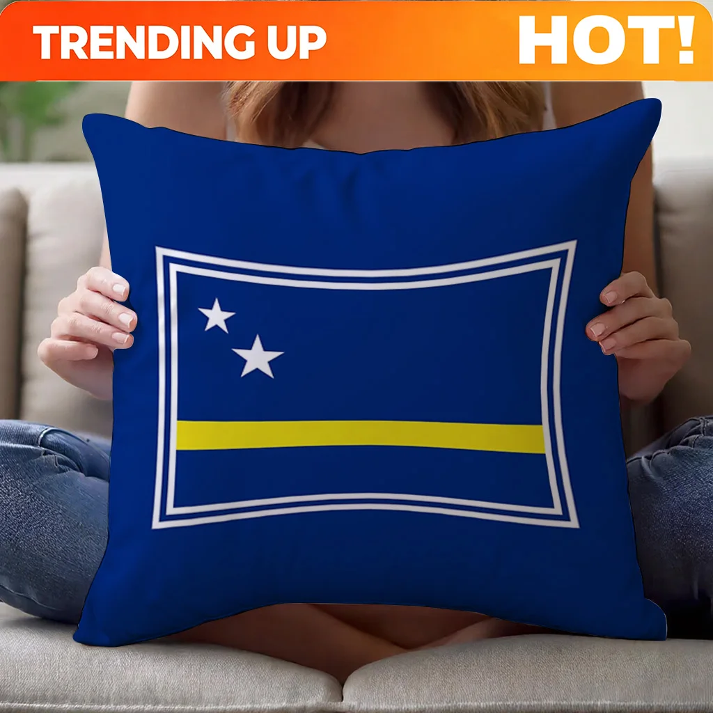 Customize 1pc Curacao Flag Gift GF Pillowcase, 18x18 Inch, Double-Sided Printed Sofa or Bed Cushion Cover, Decorative Pillowcase