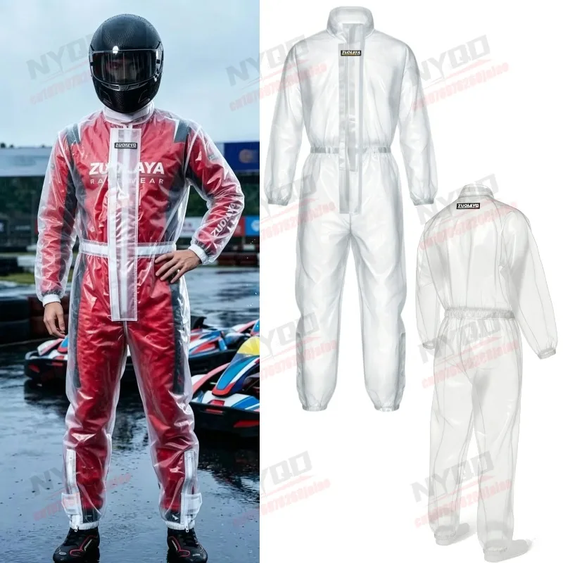 ZUOLOYA Motorcycle Racing Raincoat Transparent Soft Waterproof Dustproof Mens and Women's Integrated Zipper Lightweight Raincoat