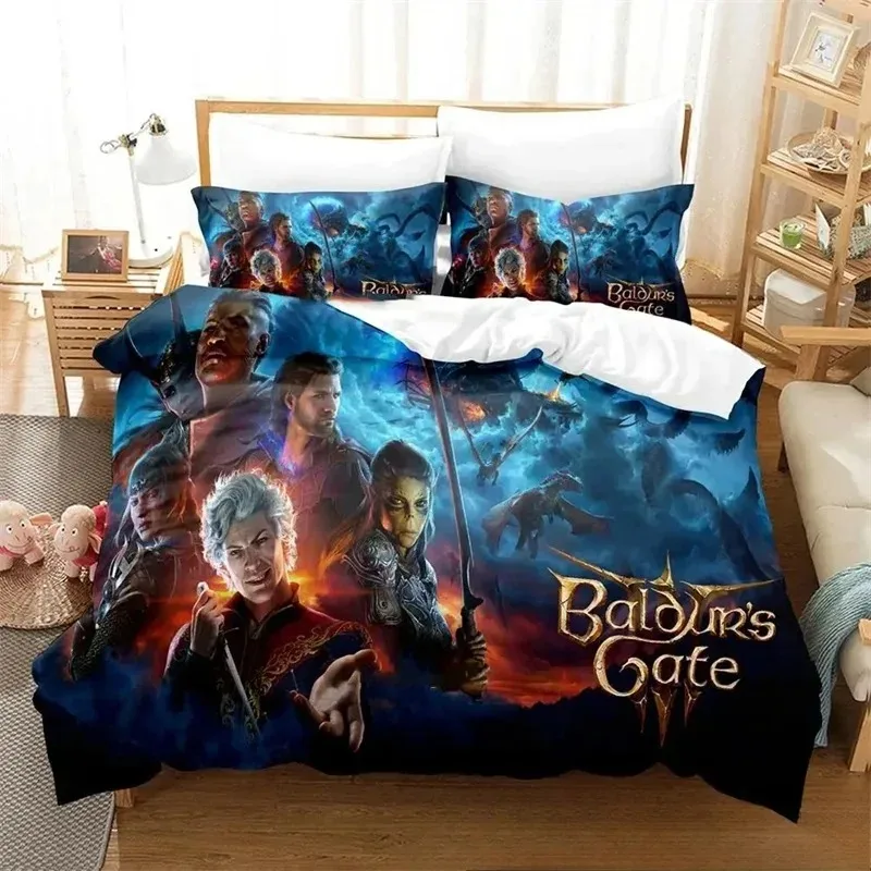 

3D Baldurs Gate 3 Game Bedding Set,Duvet Cover Comforter Bed Set Quilt Cover Pillowcase,King Queen Twin Size Boys Girls Adults