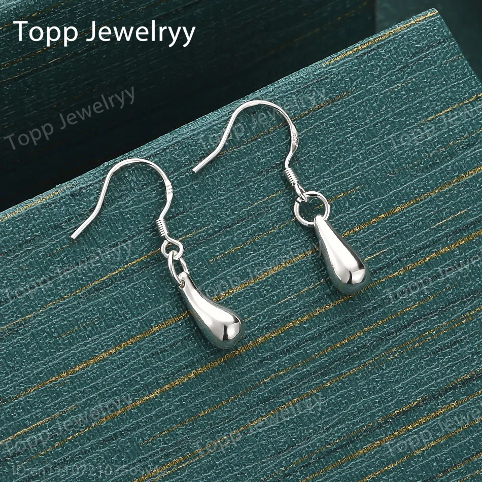 

925 Sterling Silver Delicate Glossy Teardrop Earrings, Fashionable Women's Wedding Gift Accessories