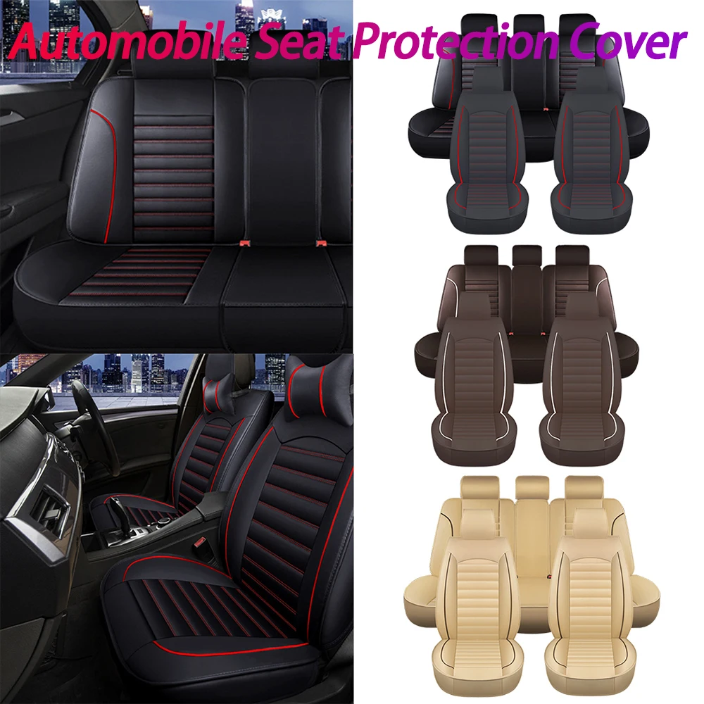 

Полный комплект кожаных чехлов на автомобильные сиденья, универсальные чехлы на автомобильные сиденья, дышащие автомобильные чехлы, подходят для автомобилей, большинства грузовиков, фургонов
