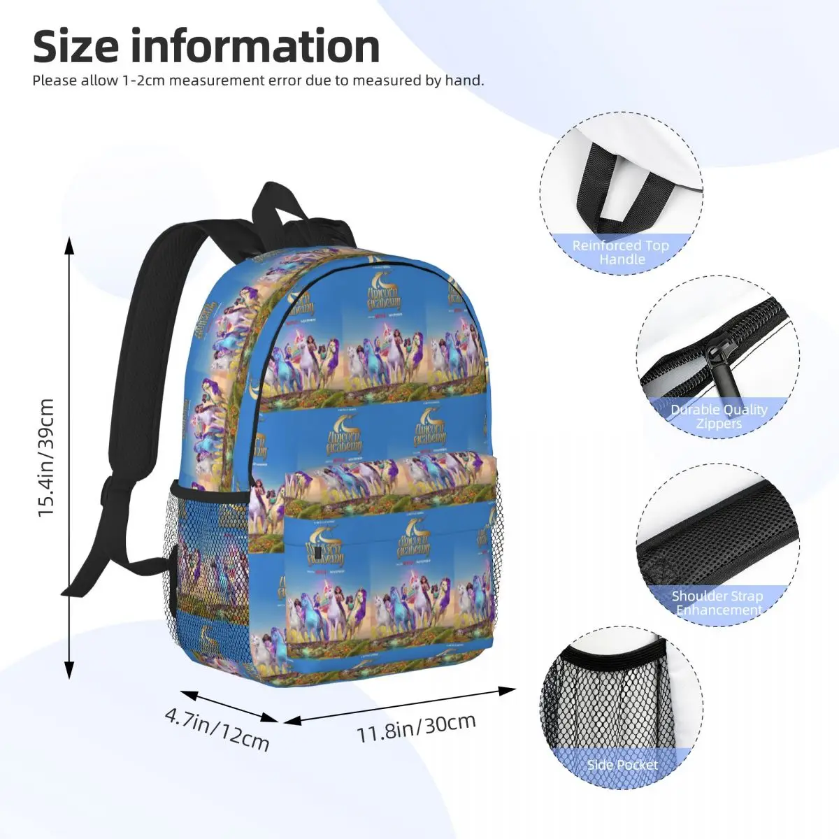 Unicorn Academy Backpack Student Boys Girls BookBag Men Women School Bag Laptop Shoulder Bags