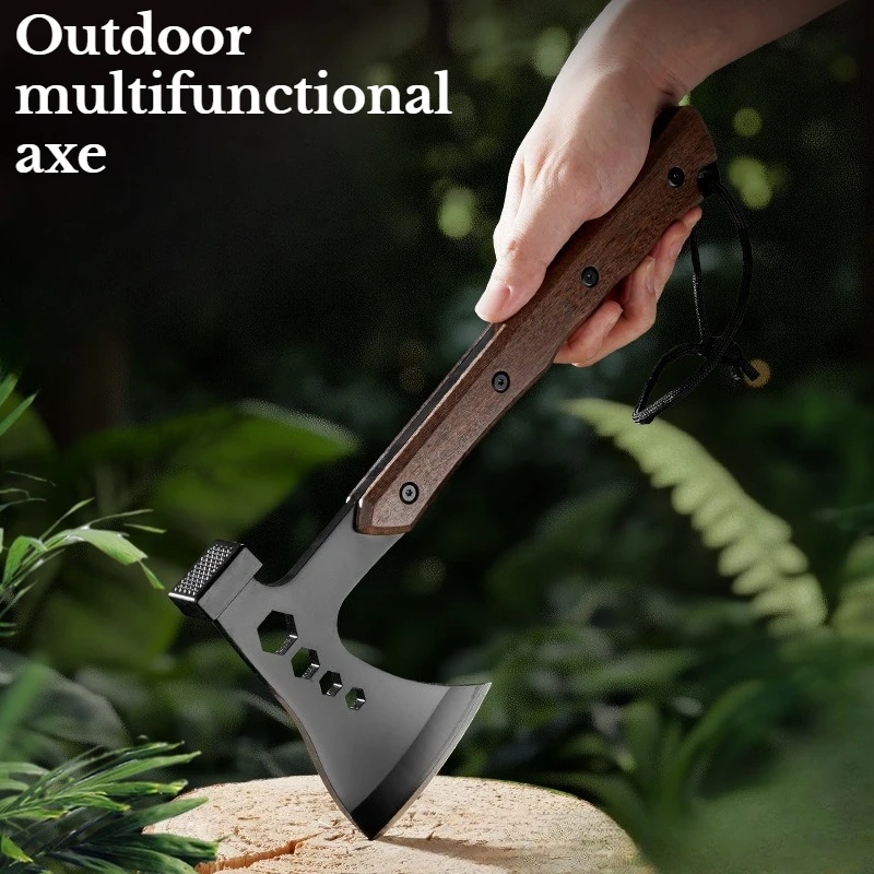 Outdoor Portable Multifunctional Hammer and Axe Portable Camping, Hiking Chopping Wood Self-defense Tools