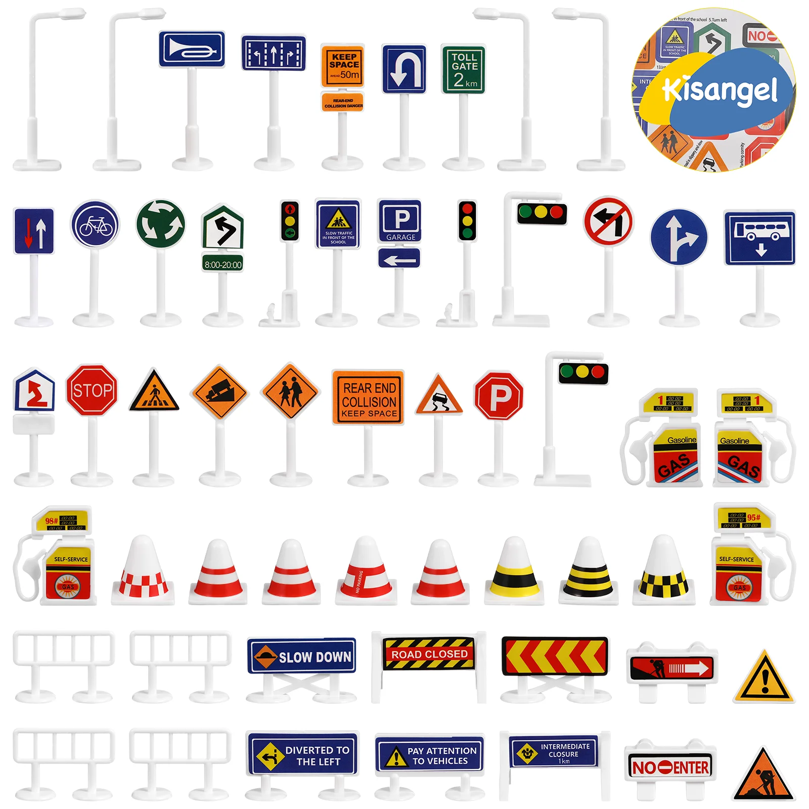 56 Pcs Barricade Toys Diplo Road Signs Miniature Construction Traffic Cones Model Street Light Child