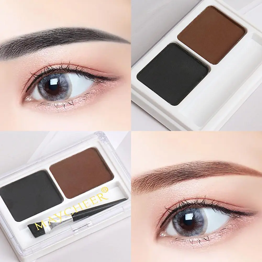 2Color Eyebrow Powder Palette Makeup Black Brown EyeBrow Eye Palette Shadow with Cosmetic Waterproof Enhancer Brush Profess K5N5