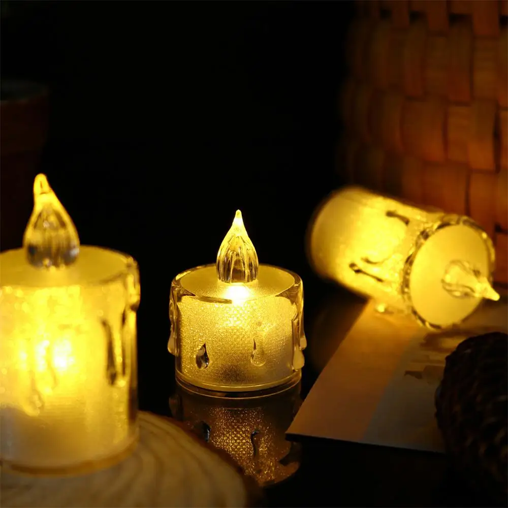 LED Electronic Candle Tears Tea Wax Ins Korean Style Night Light Christmas Ornaments Candlestick Ornaments Night Light Crystal