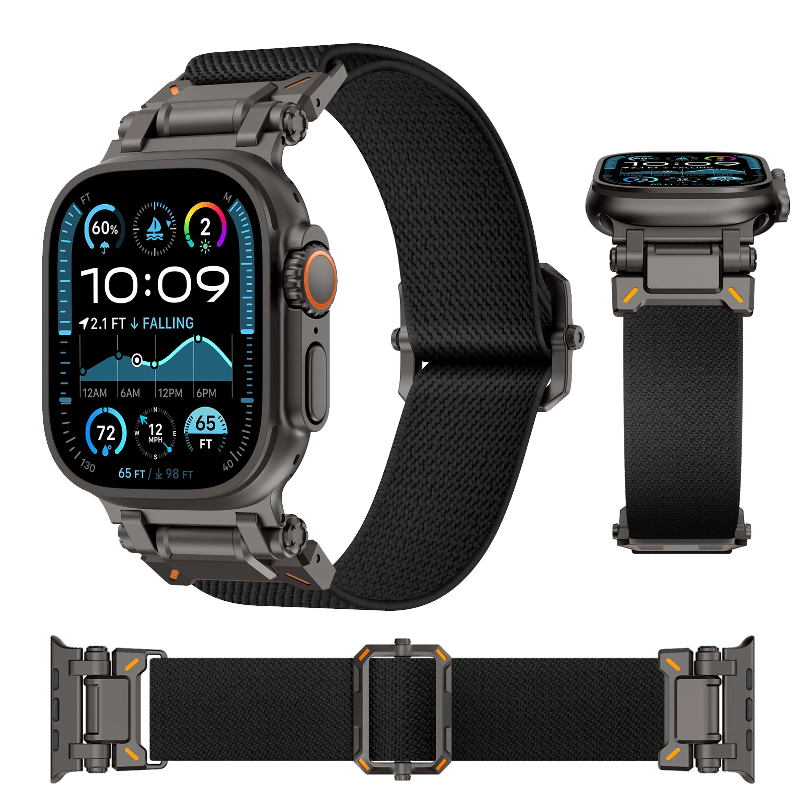 

Эластичные ремешки для Apple Watch Ultra 49 мм, 46 мм, 45 мм, 44 мм для мужчин, нейлоновый ремешок с креплением-петлей для iWatch Series 11, 10, 9, 8