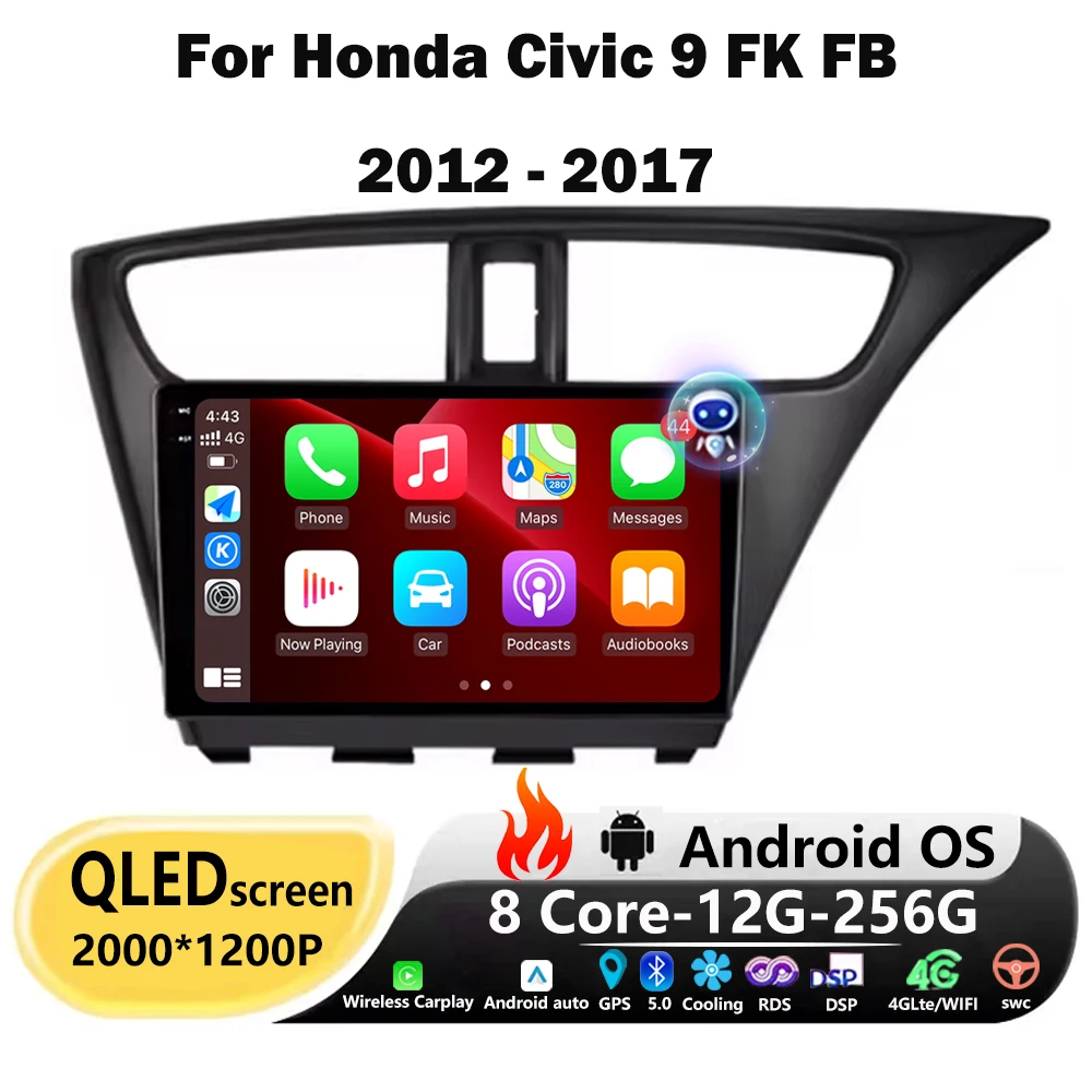 راديو السيارة الوسائط المتعددة مشغل فيديو نظام تحديد المواقع أدوات الملاحة لهوندا سيفيك 9 FK FB 2012 - 2017 RHD أندرويد 16 Carplay رئيس وحدة واي فاي #1