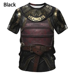 Vintage Medieval Knight Armor 3D Print Tee Mens Designer Clothes Men's Casual Retro O Neck Short Sleeve T Shirt Man Street Tops