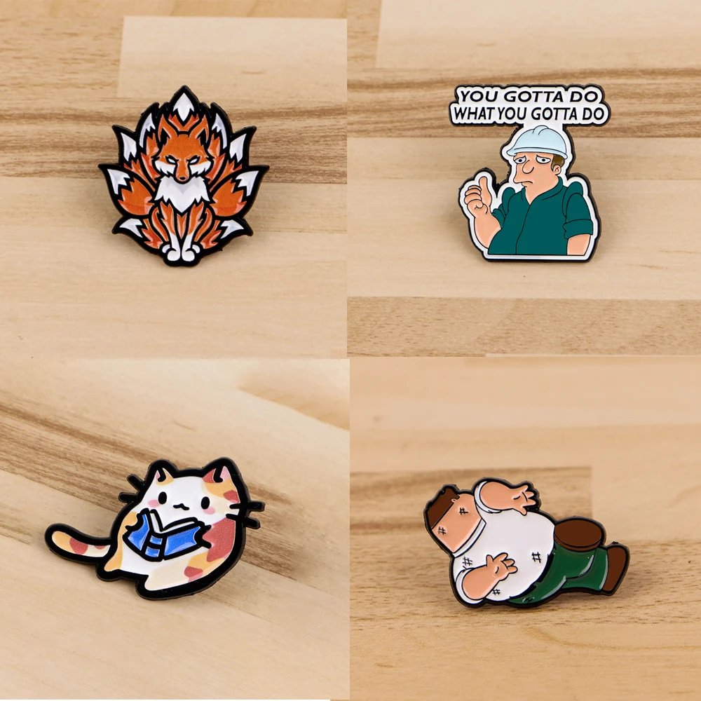 Funny Cartoon Men Soft Enamel Pin Brooch for Clothes Nine-Tailed Fox Badge Lapel Pins for Backpack Accessories Jewelry Gift