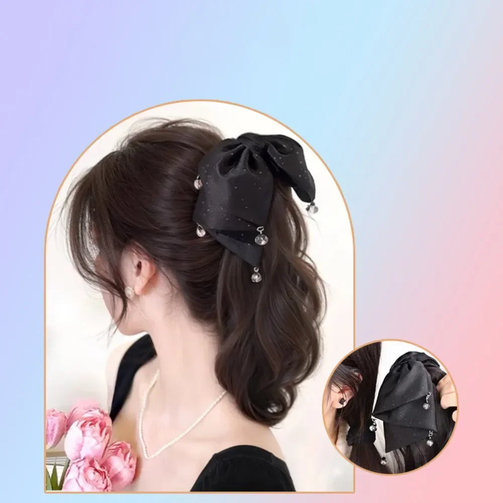 Tassel Bow Clip Ponytail Synthetic Wig Natural and Versatile Long Curly Hair Wig Headwear