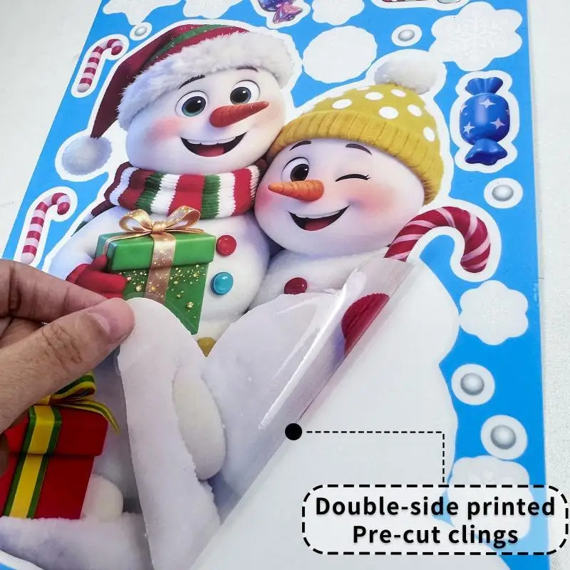 【HG】Christmas Window Stickers 3D Santa Claus House Snowflakes Electrostatic Sticker Home 2026 Xmas Party Christmas Decor