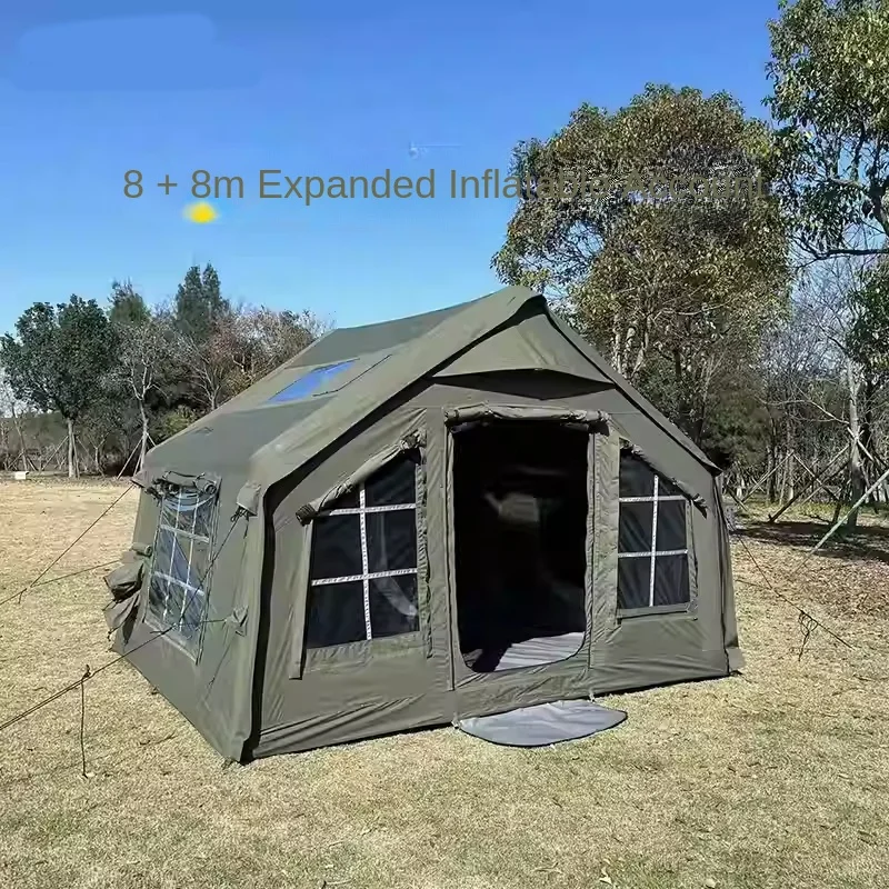 Outdoor Inflatable Camping Tent 8sqm Quick Setup Air Tent Waterproof Windproof Large Family Camping Shelter
