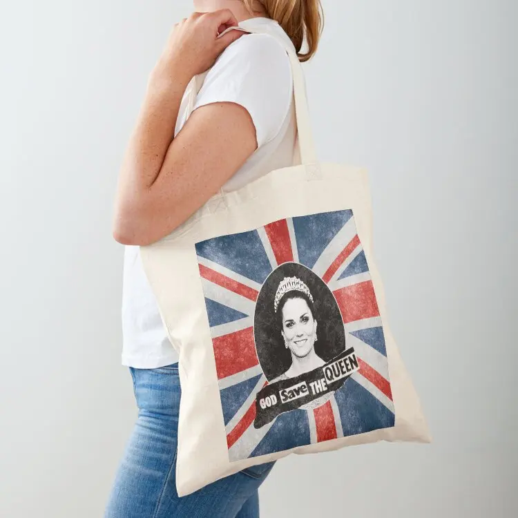 

God Save The Queen - Kate Middleton Tote Bag woman shopping bag Canvas bag foldable reusable hand ladies