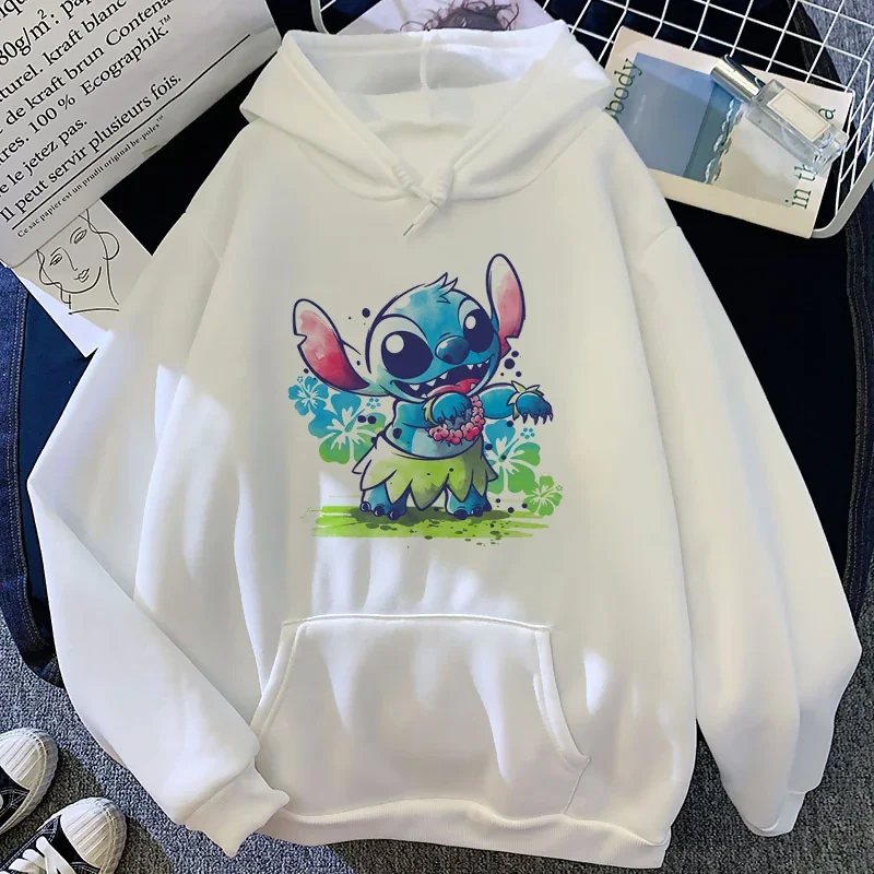 Disney Lilo Stitch Kawaii Funny Unisex Hoodies Men Women Cute Stitch Anime Graphic Sweatshirt Streetwear Manga Hoody Male Female