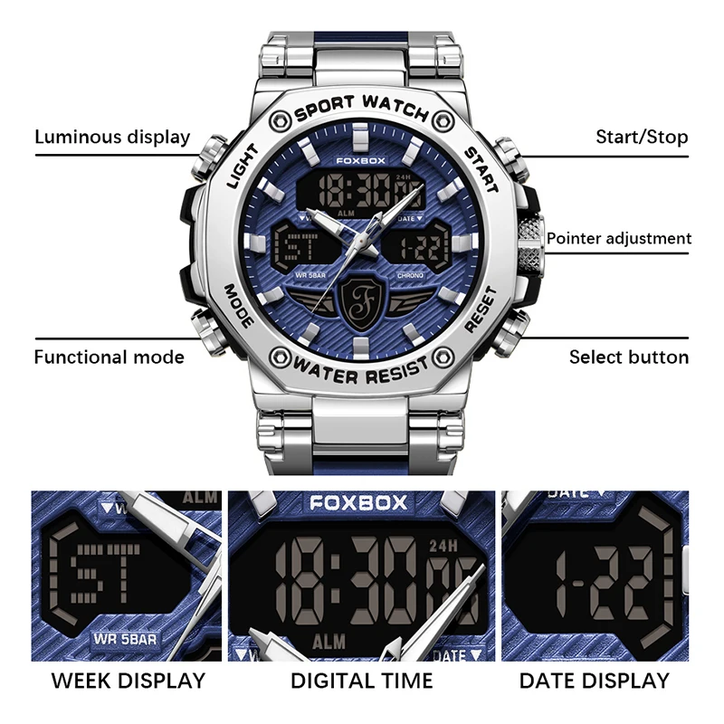 FOXBOX 2024 nouvelle montre de luxe hommes LIGE marque montre militaire Quartz hommes montres sport étanche lumineux montre-bracelet Reloj Hombre