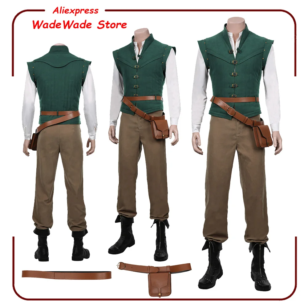 Male Prince Flynn Cosplay Rider Roleplay Costume Uniform Vest Pants Belt Adult Men Suit Outfits Halloween Carnival Party Clothes