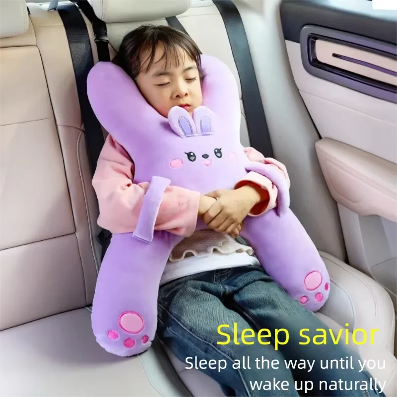 Kids Car Neck Pillow Prevent Leaning Head Back Seat Sleeping Aid Seat Belt Safety for Long Distance Travel CZT08