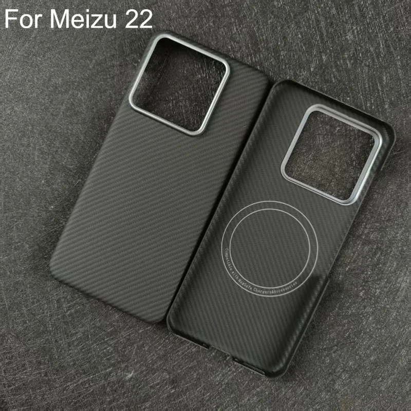 

For Meizu 22 Magnetic Case Carbon Fiber Cover Phone Case Magnetic Suction Aramid Fiber Protective Cover For Meizu 22