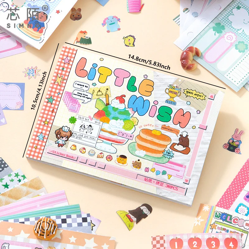 30 ورقة كتاب ملصقات Kawaii Ins الكورية نمط لطيف الكرتون ملصقات الزخرفية رومانسية DIY كتيب القصاصات اللوازم المدرسية