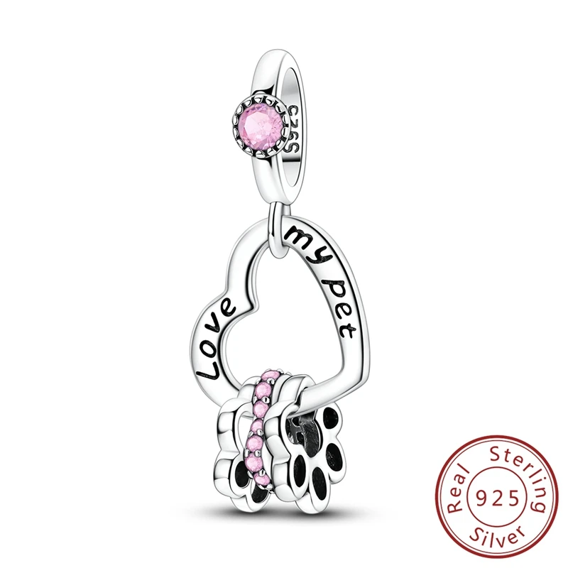 

Лидер продаж, стерлинговое серебро 925 пробы, кулон «Любовь мое домашнее животное», подвески, ювелирные изделия, подходят для оригинального браслета 925, ожерелье для женщин, подарок «сделай сам»