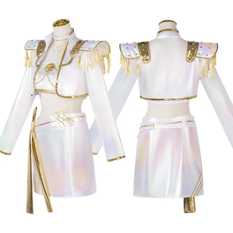 

Kids Kpop Demon Hunters Huntrix Mira Cosplay Costume White Suit Child Girls Idol Roleplay Outfits Halloween Carnival Party Props