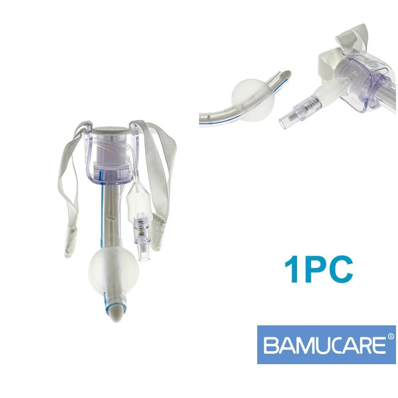 BamuCare 1PC Tracheostomy Tube Medical Grade PVC EO Sterilized Disposable Standard Tracheostomy Tube with Cuff