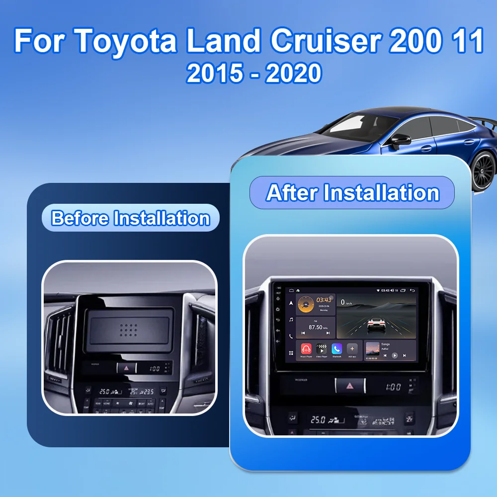 Android 15 Car DVD Multimedia Player For Toyota Land Cruiser 200 11 2015 - 2020 Auto Radio GPS Navigation Carplay Stereo 4G+Wifi