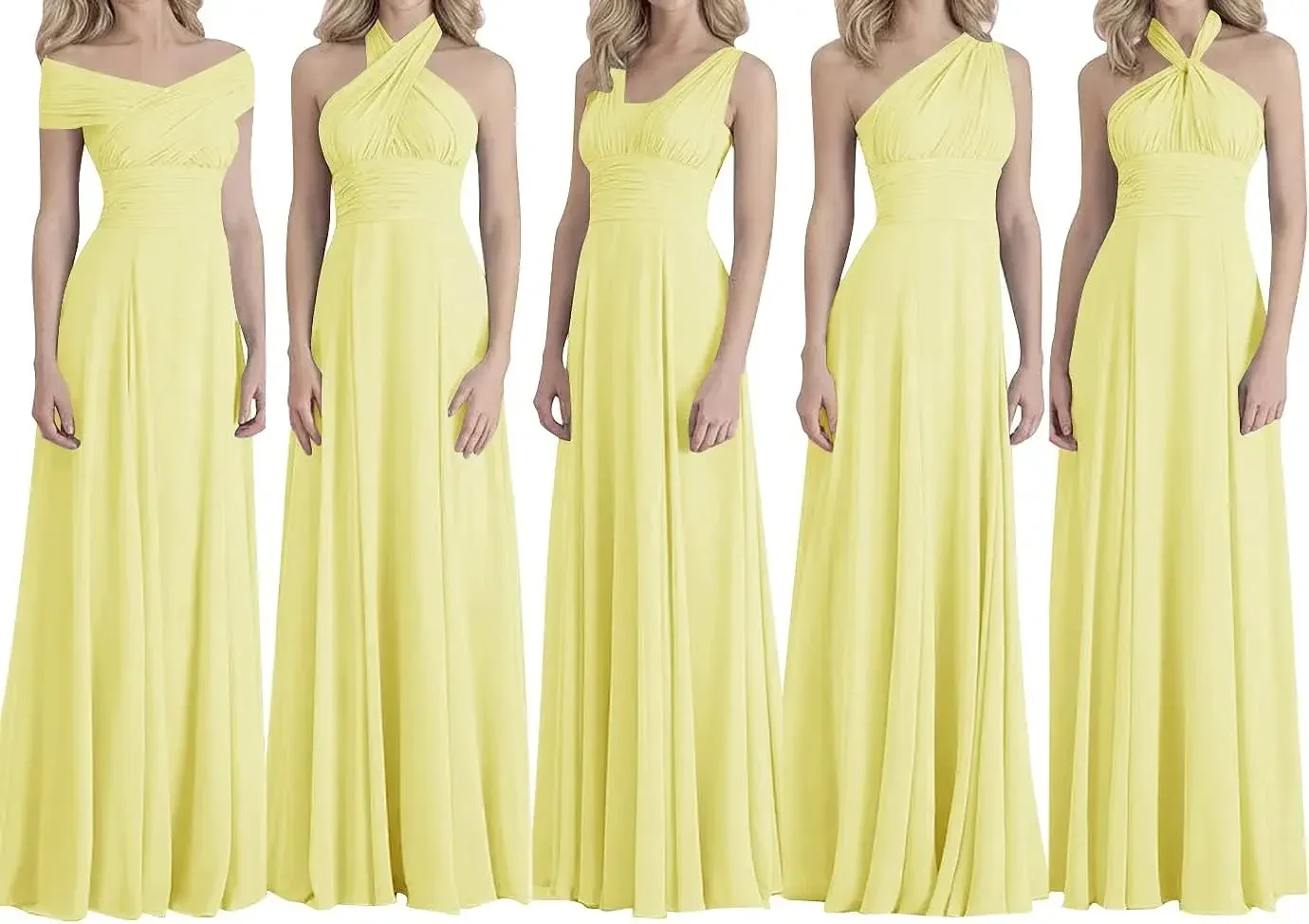 

Multiple Wearing Methods Wedding Party Gowns Elegant Chiffon Bridesmaid Dresses Slim High Waist A-line Evening Dress Vestidos