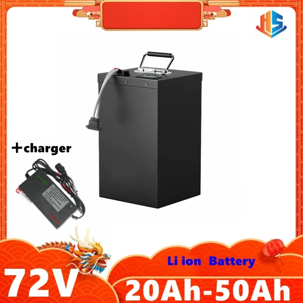 Escooter Battery 72V 20Ah 30ah 35ah 40ah 50ah Lithium Ion with BMS for Tricycle Motorcycle Scooter+Charger