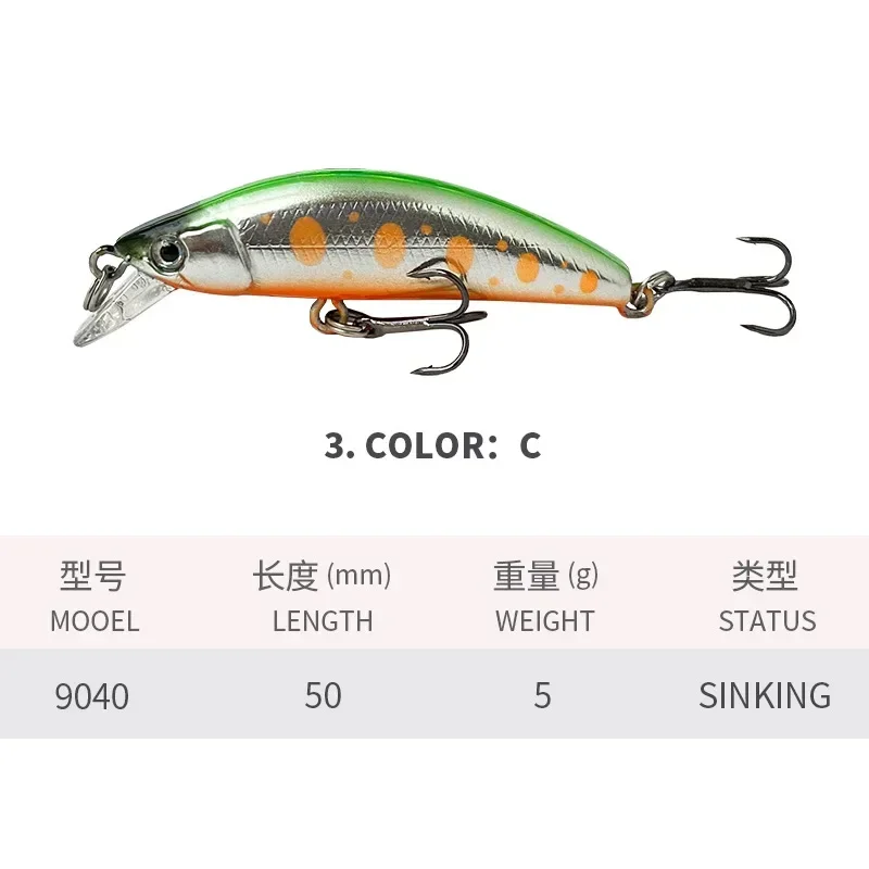 50mm 5g Mini Slow Sinking Minnow Lures Jerkbait Twitch Wobbler Artificial Bait for Peche Trout Pike Swimbait Fishing lure