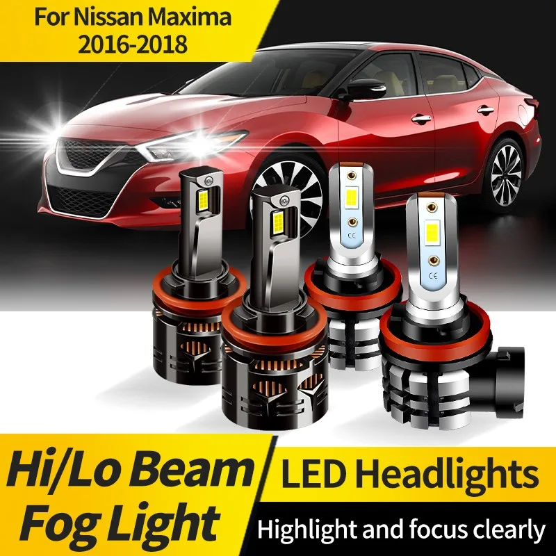 

2PCS H11 LED Headlight Bulbs Super Bright CSP H11 Hi/Lo Beam Fog Lights White Auto Driving Headlamp For Nissan Maxima 2016-2018