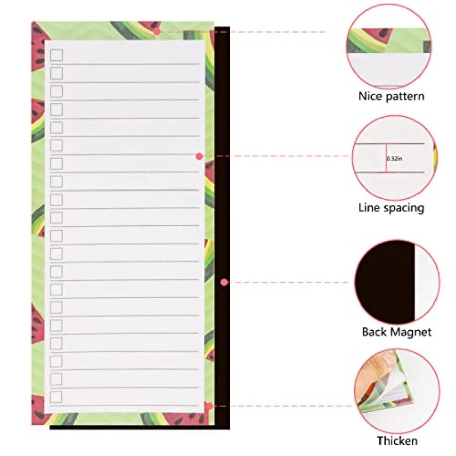 4 دفاتر ملاحظات مغناطيسية للثلاجة قائمة البقالة وسادة مغناطيسية للثلاجة لوحة قائمة البقالة المغناطيسية للثلاجة 60 ورقة لكل ملاحظة